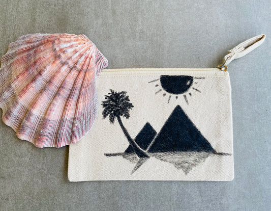Tote Bag-Pouch with Pyramids and Palm Trees