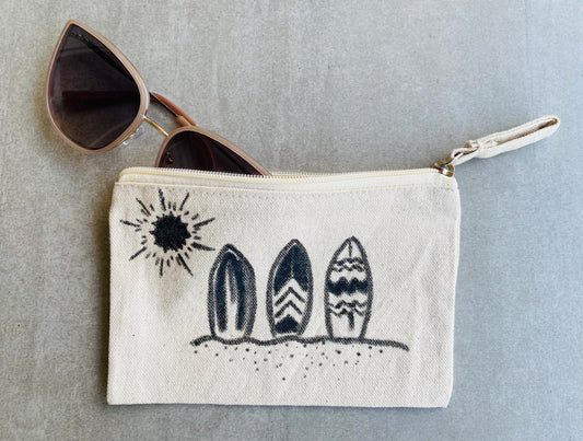 Tote Bag-Pouch with Surfboards and Sun